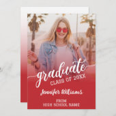 Rode Afstuderen Foto Afstudeerder Afstuderen Aanko Kaart (Voorkant / Achterkant)