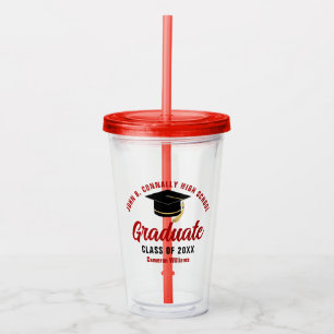 Rode Afstuderen gepersonaliseerde afstudeerfeest Acryl Drinkbeker