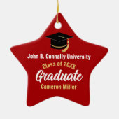 Rode Afstuderen gepersonaliseerde Afstuderen Star Keramisch Ornament (Voorkant)