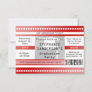 Rode Afstuderen of Ticket voor toelating van parti Kaart