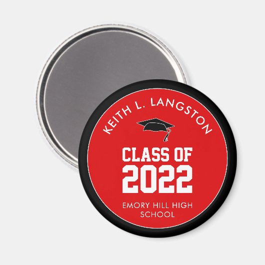 Rode Afstuderen op maat Magneet (Voorkant / Achterkant)