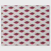 Rode Afstuderen Petten op grijs Cadeaupapier (Vlak)