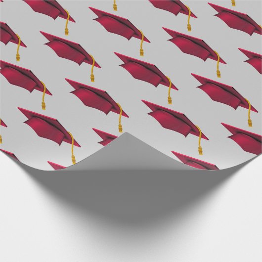 Rode Afstuderen Petten op grijs Cadeaupapier (Hoek)