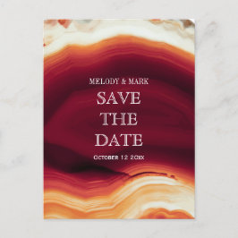 Rode agaat geode herfst bruiloft Save the Date Aankondigingskaart
