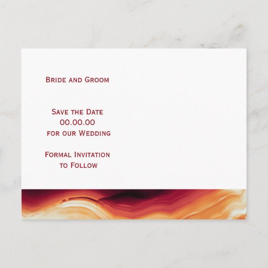 Rode agaat geode herfst bruiloft Save the Date Aankondigingskaart (Achterkant)