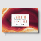 Rode agaat moderne herfst bruiloft gastenboek (Voorkant)