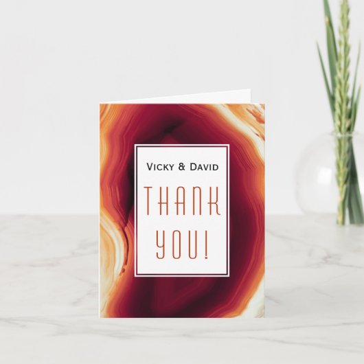 Rode agaat schijf geode bruiloft Dank je foto Bedankkaart (Voorkant)