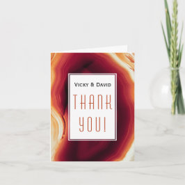 Rode agaat schijf geode huwelijksdankjefoto bedankkaart