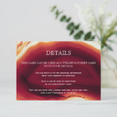 Rode agaat slice geode bruiloft details insert kaa informatiekaartje (Staand voorkant)