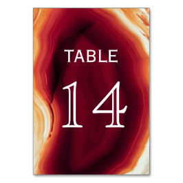Rode agaat slice geode bruiloft tafel nummer kaart