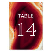 Rode agaat slice geode bruiloft tafel nummer kaart (Voorkant)