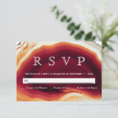 Rode agaat slice geode herfst kleuren bruiloft RSV RSVP Kaartje (Staand voorkant)