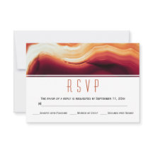 Rode agaat slice geode herfstkleuren bruiloft RSVP