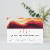 Rode agaat slice geode herfstkleuren bruiloft RSVP Kaartje (Staand voorkant)