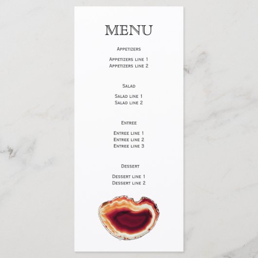 Rode agaat slice, geode moderne herfst bruiloft me menu (Achterkant)