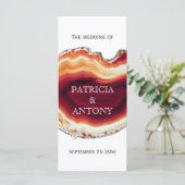 Rode agaat slice, geode moderne herfst bruiloft pr programmakaart (Staand voorkant)