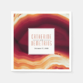 Rode agaat slice geode moderne herfst bruiloft servet