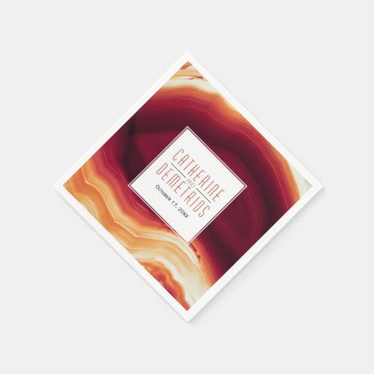 Rode agaat slice geode moderne herfst bruiloft servet (Hoek)