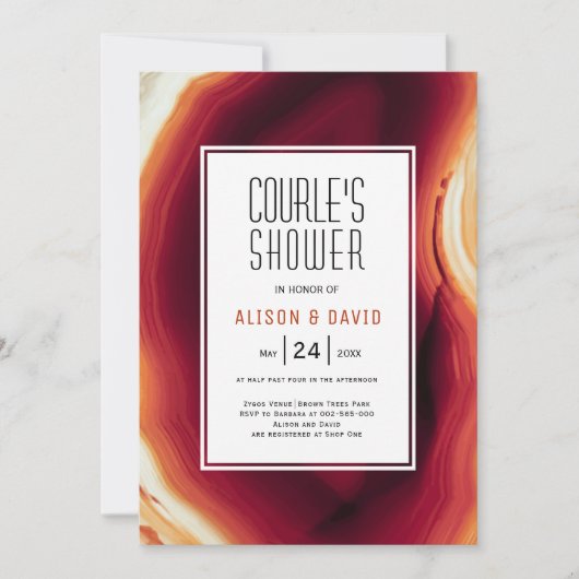 Rode agaat slice herfst bruiloft couples shower kaart (Voorkant)