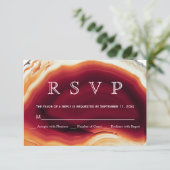 Rode agaat slice, herfst kleuren moderne bruiloft  RSVP kaartje (Staand voorkant)