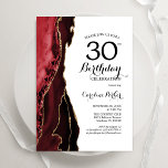 Rode Agaat Wit Goud 30e Verjaardag Kaart<br><div class="desc">Rode,  witte en gouden agaat 30e verjaardag uitnodiging. Elegant modern design met waterverf agaat marmeren geode achtergrond,  faux glitter goud en typografie script lettertype. Trendy uitnodigingskaart perfect voor een stijlvol vrouwenfeest. Gedrukte Zazzle-uitnodigingen of direct downloadbare digitale afdrukbare sjabloon.</div>