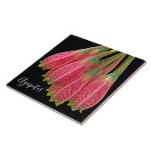 Rode Agapetes Bloemen op Zwarte Bloemen Tegeltje (Zijkant)