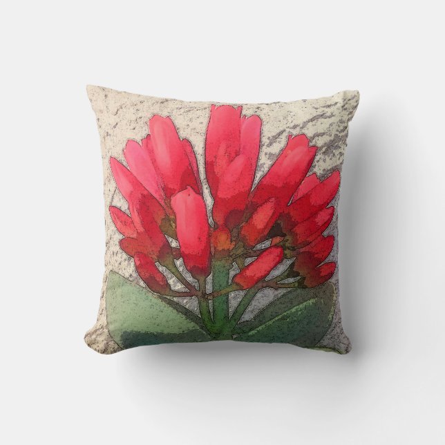 Rode Agave Bloemen Kussen (Voorkant)