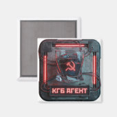 Rode Agent Vodka Shot Cyberpunk Magneet (Voorkant / Achterkant)