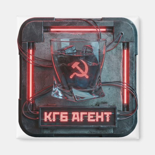 Rode Agent Vodka Shot Cyberpunk Magneet (Voorkant)