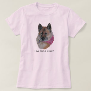 rode akita in roze sjaal lichte husky slogan t-shirt