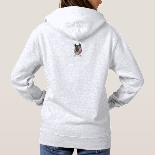 rode akita met roze sjaal met leuke slogan hoodie (Achterkant)