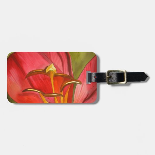 Rode Alarm lelie watercolor kunst Bagagelabel (Voorkant horizontaal)