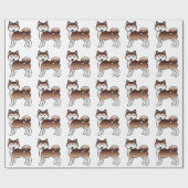 Rode Alaskan Malamute Leuke Hond Patroon Cadeaupapier (Vlak)