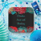 Rode Alcohol Ink Sweet 16 Verjaardagsfeest Papieren Bordje (Feest)