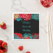 Rode Alcohol Ink Sweet 16 Verjaardagsfeest Servet (Insitu)