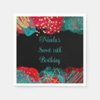 Rode Alcohol Ink Sweet 16 Verjaardagsfeest