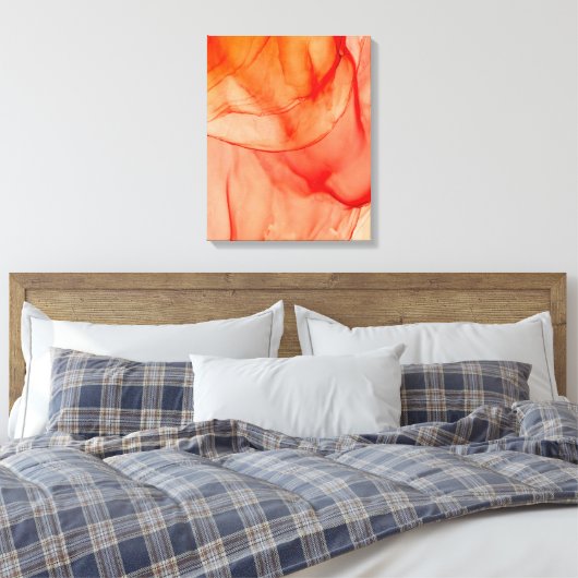 Rode alcohol inkt canvas afdruk (Insitu (Slaapkamer))