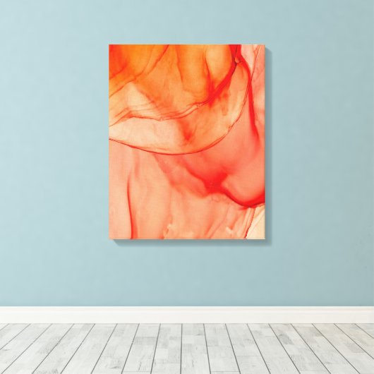 Rode alcohol inkt canvas afdruk (Insitu (Houten vloer))