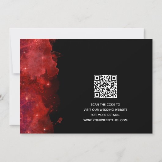 Rode Alcohol Inkt Galaxy Bewaar de Datum Trouw  Kaart (Achterkant)