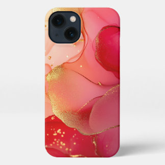 Rode Alcohol Inkt Moderne Kunst Elegant Meisje iPhone 13 Hoesje