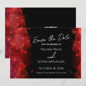 Rode Alcohol Inkt Sterrenstelsel Save the Date Tro Kaart (Voorkant / Achterkant)