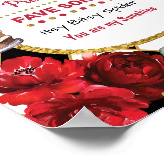 Rode Alice in Wonderland 1e verjaardag mijlpaal Poster (Hoek)