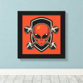 Rode Alien Gym opgespannen canvasprint Canvas Afdruk (Insitu (Houten vloer))
