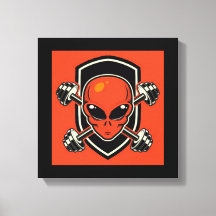 Rode Alien Gym opgespannen canvasprint