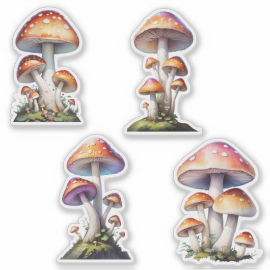 Rode Amanita Paddenstoel Sticker Pack (Voorkant)
