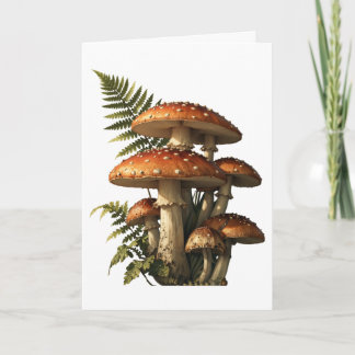 Rode Amanita-paddenstoelen met varen Botanisch Kaart