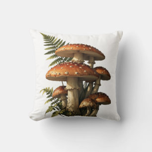Rode Amanita-paddenstoelen met varen Botanisch Kussen