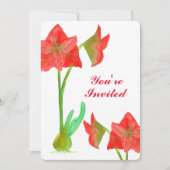 Rode Amaryllis Bloemen 50ste Verjaardag Uitnodigen Kaart (Voorkant)