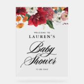 Rode Amaryllis Botanisch Baby shower Welkom Acryl Bord (Voorkant)