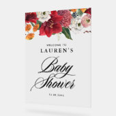 Rode Amaryllis Botanisch Baby shower Welkom Acryl Bord (Hoek)